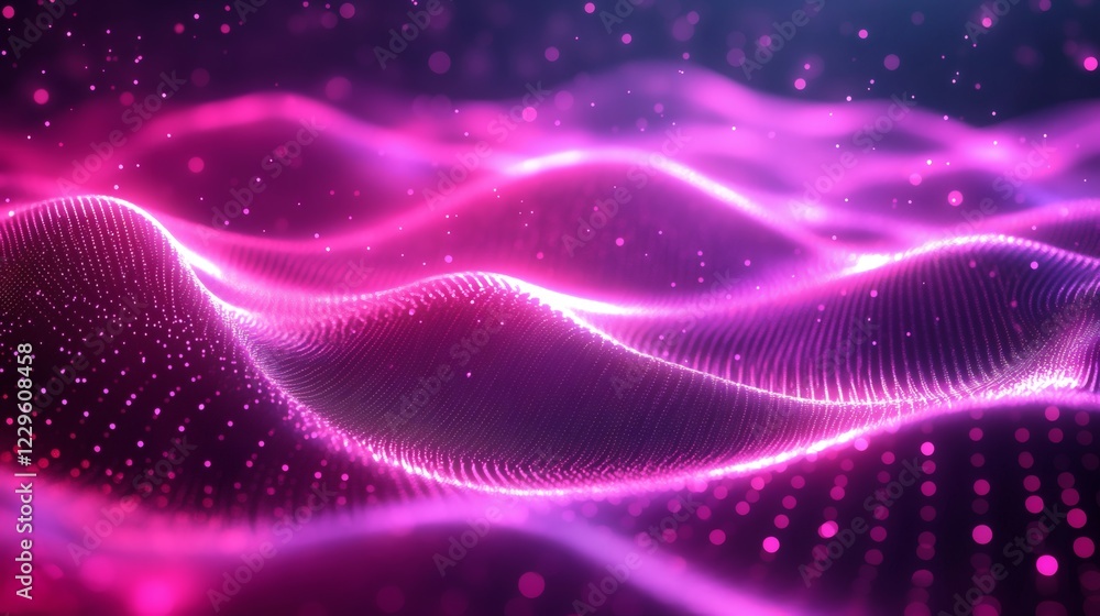 Aufkleber abstract digital pattern neon pink wave effects and geometric shapes with glowing textures and vibra