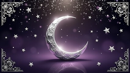 Fototapeta premium ramadan lantern with crescent moon hanging background ramadan kareem