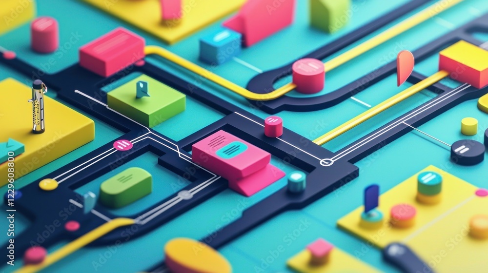 Poster abstract colorful 3d network system design