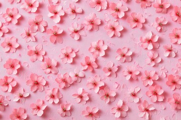 Fototapeta premium There are a multitude of beautiful pink flowers on a pink background