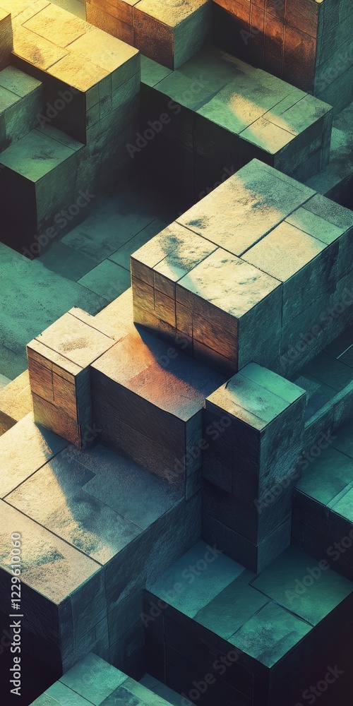 Poster a series of cubes are stacked on top of each other, creating a sense of depth and dimension. the ima