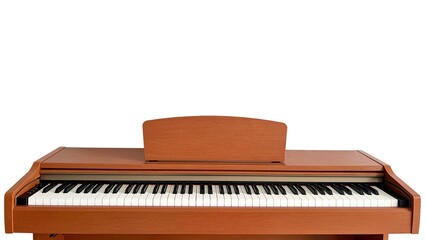 Brown color piano on white background.