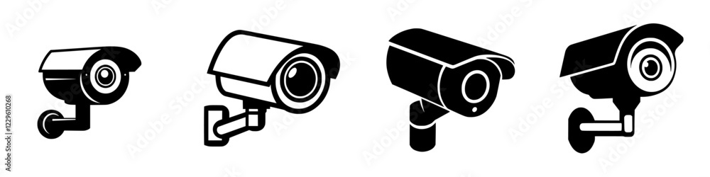 Aufkleber various types of security cameras designed for surveillance in different environments across urban s