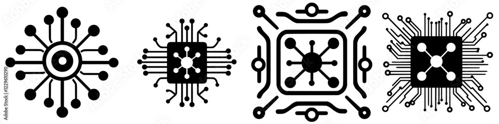 Aufkleber networked circuits showcase intricate designs representing modern technology concepts in a creative 
