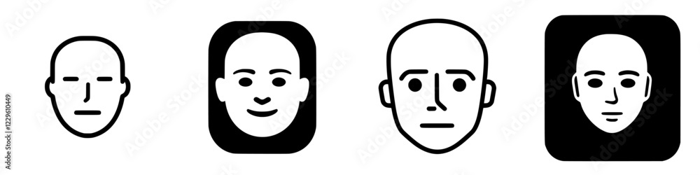 Poster different styles of minimalist face illustrations showcasing varying expressions and designs