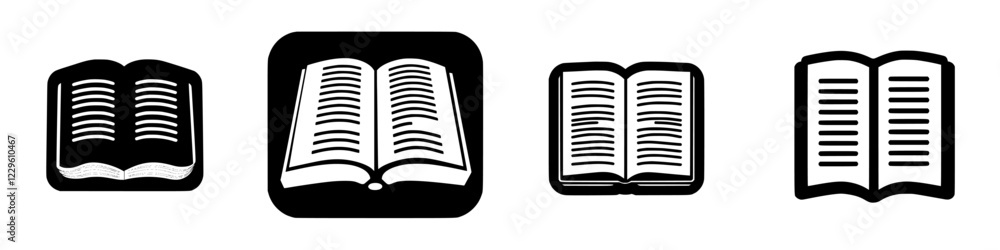 Poster different styles and designs of open books for various applications in educational and literary cont