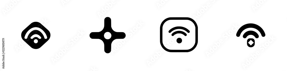 Aufkleber various wireless connectivity icons representing network signals and connectivity options in modern 