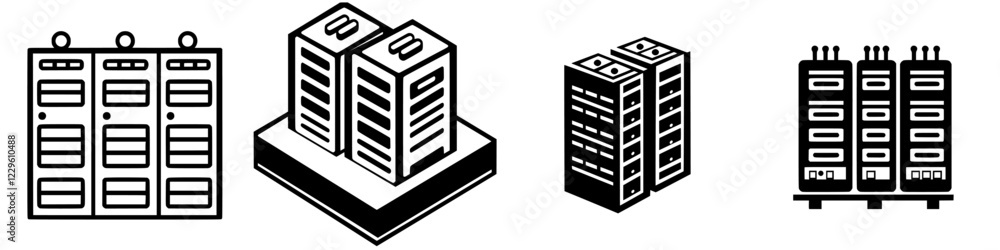 Poster graphics illustrating data storage structures and configurations in a technology setting for digital
