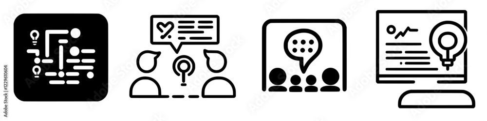 Poster visual representation of collaborative brainstorming sessions with icons highlighting various commun