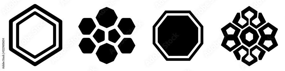 Poster design of geometric shapes with varying patterns and orientations showcasing modern artistry and cre