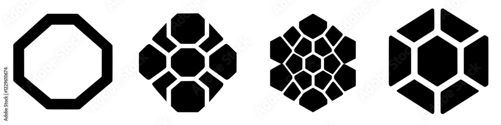 Poster unique geometric shapes displayed in a modern design layout featuring octagonal and hexagonal patter