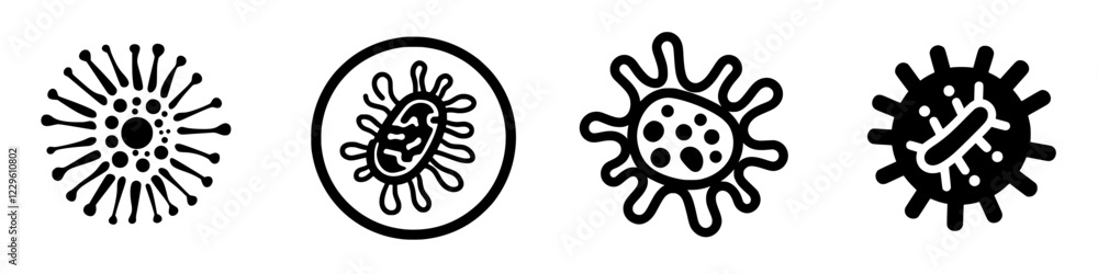 Poster various illustrations of microorganisms and cells depicting diverse shapes and structures in a scien