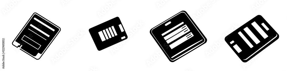 Poster different styles of identification cards and licenses in a minimalist design presented against a sim