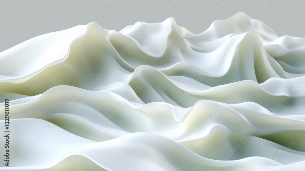Poster soft white waves create a serene and calming effect in a minimalist setting with gentle curves