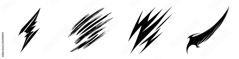 Poster unique black graphic elements illustrating dynamic energy and movement in design and art projects