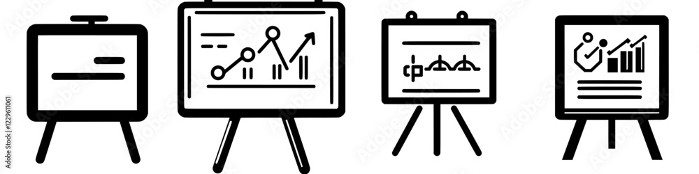 Poster presentation materials showcase various data visualizations in a professional setting