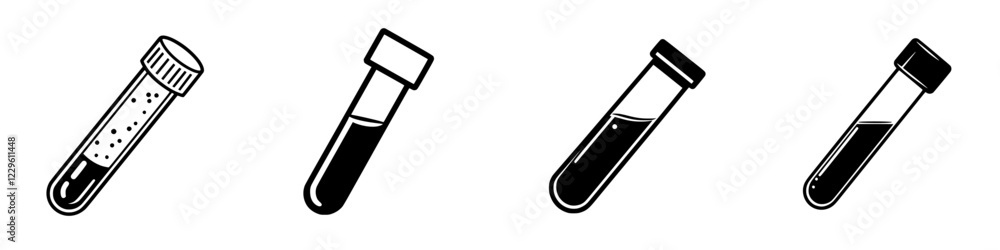 Poster different types of laboratory test tubes with various liquid levels and styles displayed in a clean 
