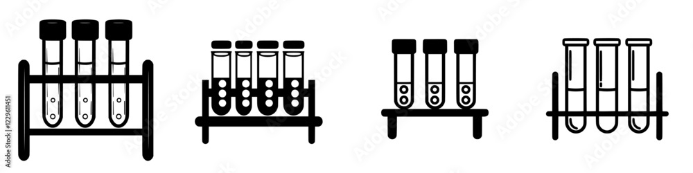Poster different types of laboratory test tubes arranged in a rack showcasing various designs and uses