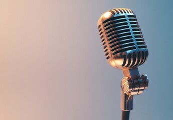 A microphone is placed on a stand right in front of a wall