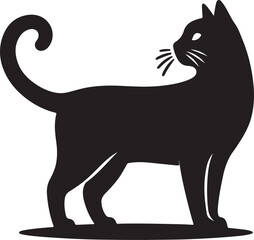 Purring Cats Vector Silhouette.