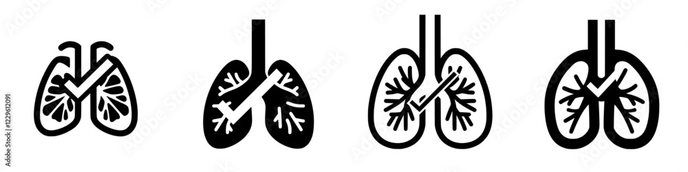 Poster different styles of lung illustrations showcasing anatomy and respiratory function in a clear and in