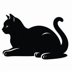 Purring Cats Vector Silhouette.