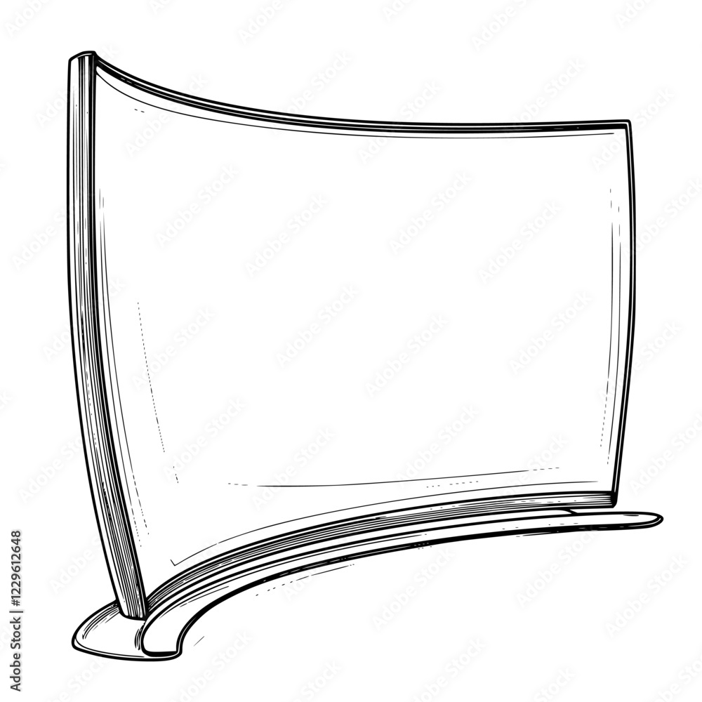 Poster modern curved monitor setup on a sleek workstation during evening hours for productivity enhancement