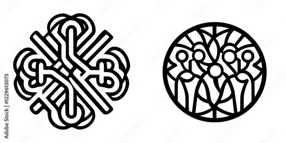 Poster artistic designs featuring abstract patterns and figures showcase creativity and intricate craftsman