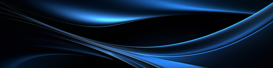 Obraz premium black background blue waves elegant smooth lines vector illustration high-resolution high-quality wallpaper