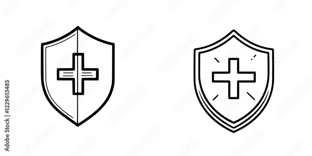Aufkleber unique designs of protective shields with cross symbols demonstrating variations and styles in graph