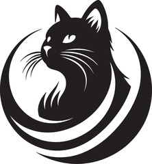 Purring Cats Vector Silhouette.