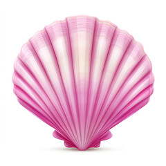 Fototapeta premium A realistic photograph of a full, pink and red-ginger scallop shell, isolated on a white background, in high-resolution. 