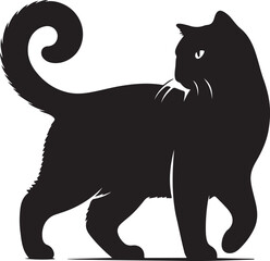Purring Cats Vector Silhouette.