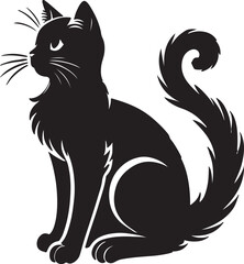 Purring Cats Vector Silhouette.