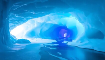Obraz premium Antarctic Ice Cave Stunning Blue Interior Landscape