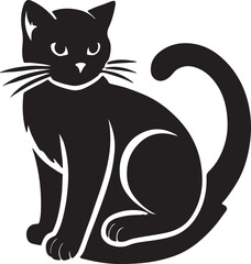 Purring Cats Vector Silhouette.