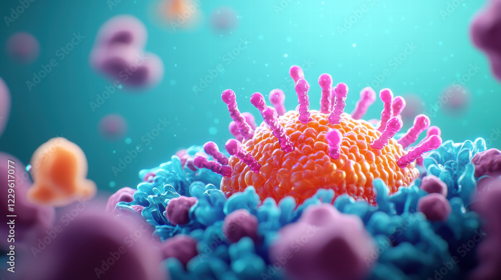 Poster animated depiction of gene editing in action, showcasing vibrant colors and intricate details of cel