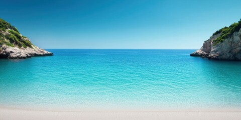 Fototapeta premium Tranquil beach scene coastal area nature photography serene environment panoramic view relaxation concept