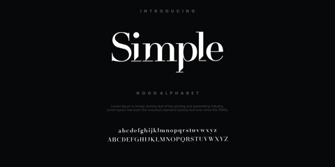 Simple abstract Fashion font alphabet. Typography typeface uppercase lowercase and number. vector illustration