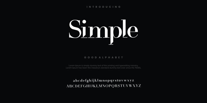 Simple abstract Fashion font alphabet. Typography typeface uppercase lowercase and number. vector illustration