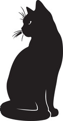 Purring Cats Vector Silhouette.