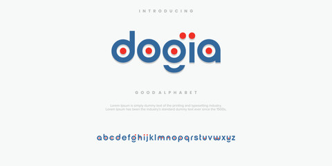 Fototapeta premium Dogia Modern minimal abstract alphabet fonts. Typography technolog vector illustration