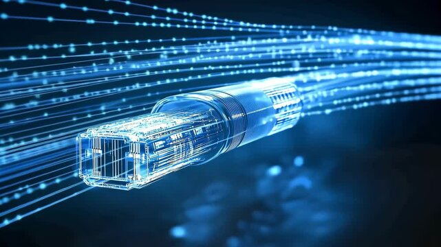 fiber optics background with lots spots. flow of data and digital&nbsp;technology. blue binary code