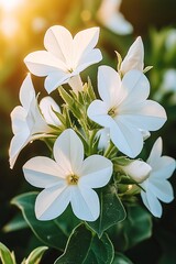 Fototapeta premium Delicate White Phlox Flowers, Soft Focus, Natural Light, Shallow Depth Of Field, Bokeh Background