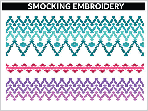 DECORATIVE SMOCKING EMBROIDERY SEAMLESS BRUSH VECTOR ILLUSTRATION