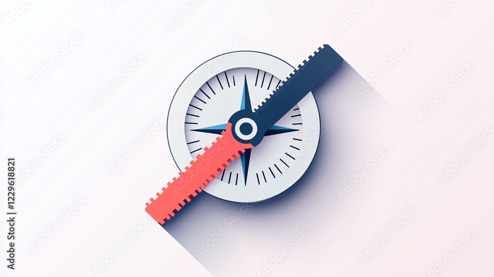 Poster a ruler and compass icon with a white background, precise and tidy