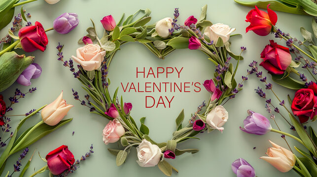 heart with roses valantine day illustration
