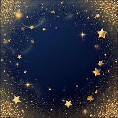 Fantasy star border frame with sparkling glitter bokeh and lights with copy space graphic resource
