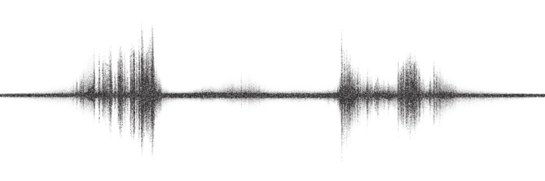 Noise grain soundwave or sound wave with vector abstract grunge effect. Noise grain wave of sound signal or equalizer frequency in halftone graffiti effect