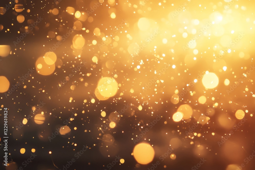Aufkleber a shimmering golden bokeh background with glowing light particles, perfect for festive and elegant d